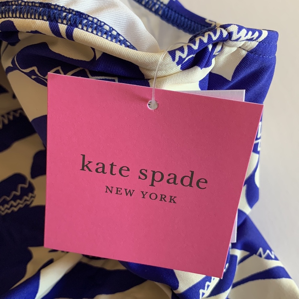 Kate Spade Zigzag Floral Bow-strap V-neck One-piece - Picture 12 of 13
